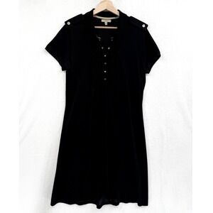 Burberry Polo Shirt Dress XL Black Cotton Old Money Luxury Minimalist Academia